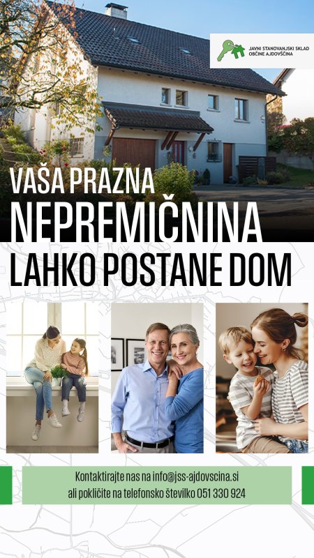 JSS Ajdovščina objavil razpis za podnajem občinskih stanovanj